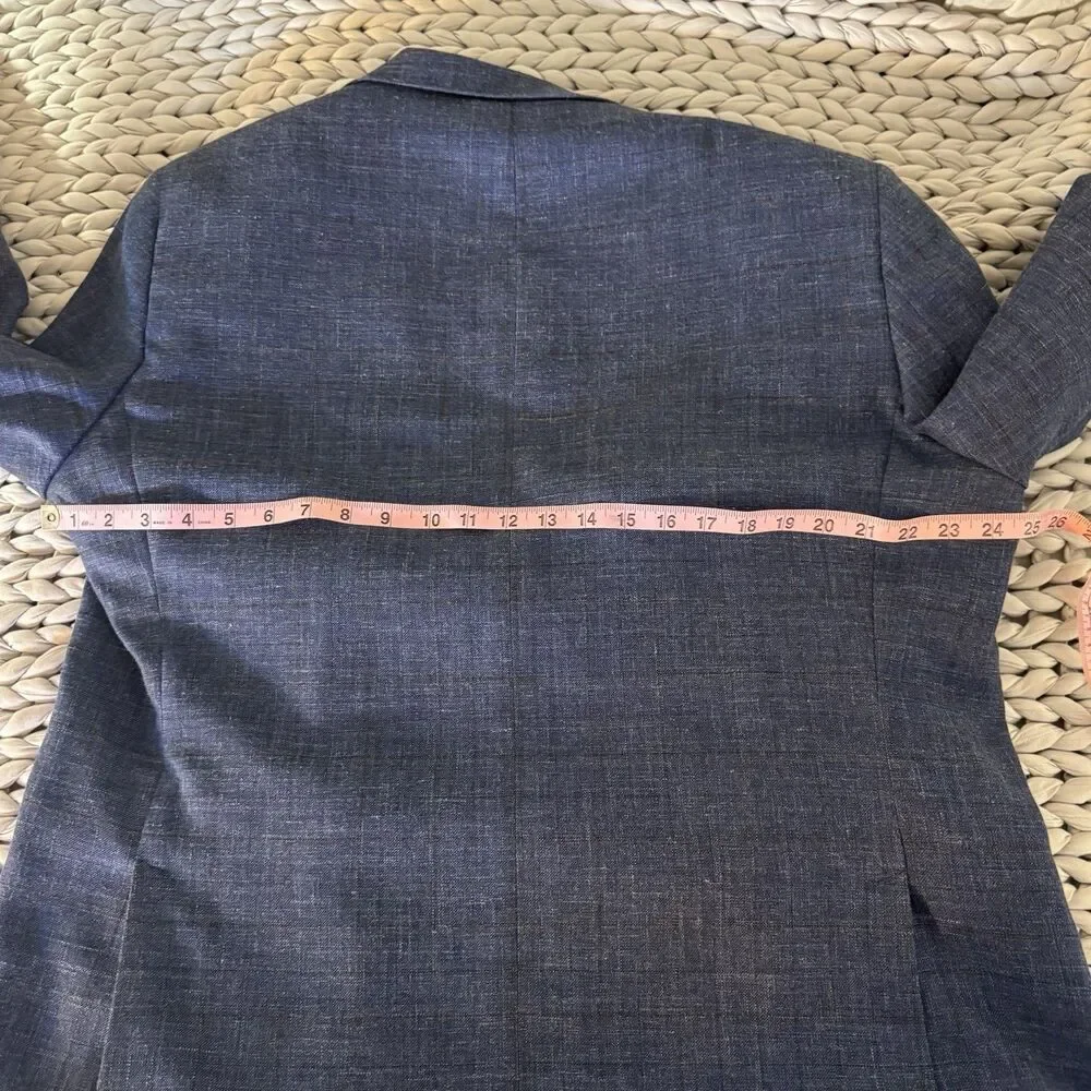 Lauren Ralph Lauren Men Suit Blazer Coat Jacket Sz 46 Wool/Linen/Silk Blue Plaid
